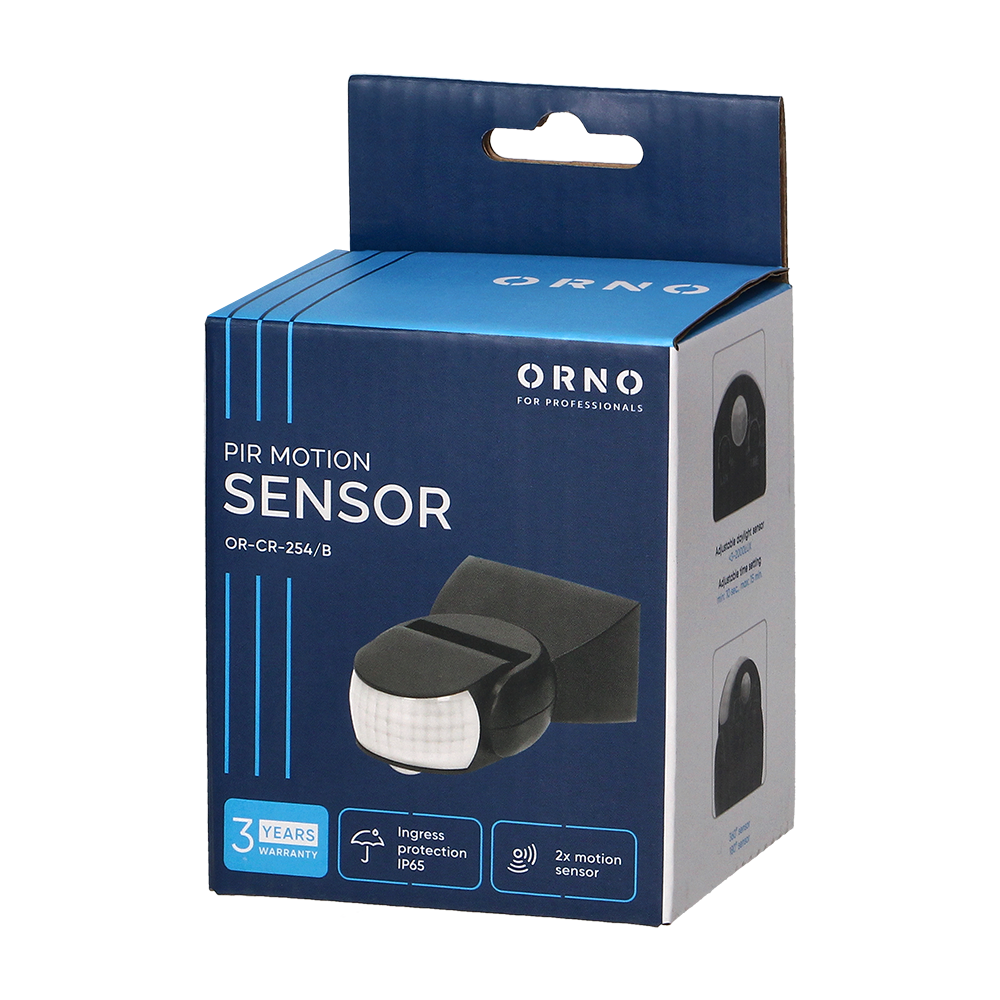 ORNO CR-265 Sensor de Movimiento Exterior Impermeable con Sensor Crepuscular IP65 12m 180/° 1200W Ajuste de tiempo 3 Tipos De Montaje