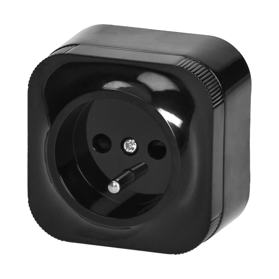 Surface-mounted single socket ToDo 2P+Z  IP20, black, 10pcs