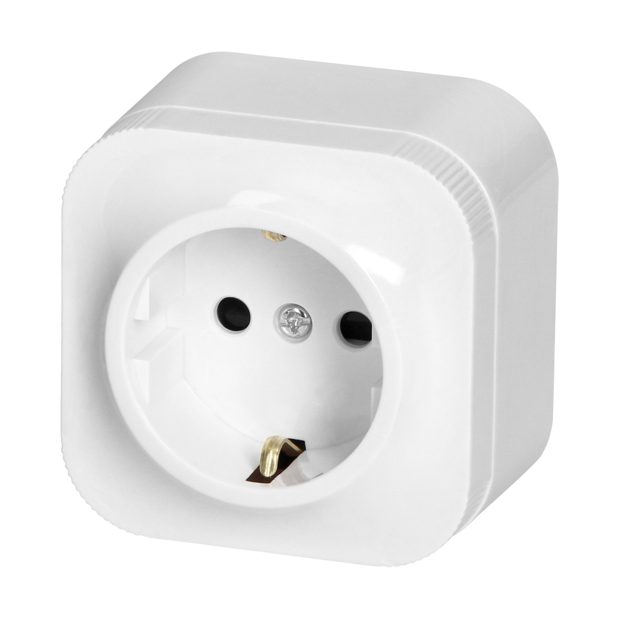 Surface-moutned single socket  ToDo 2P+Z Schuko IP20, white, 10pcs