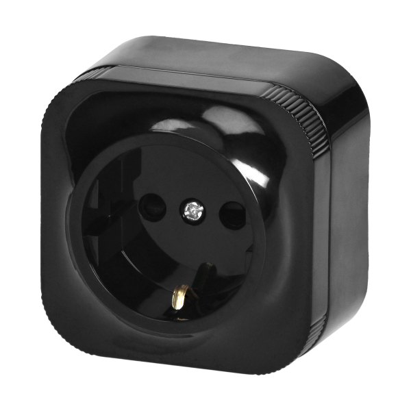 Surface-moutned single socket  ToDo 2P+Z Schuko IP20, black, 10pcs Surface-moutned single socket  ToDo 2P+Z Schuko IP20, black, 10pcs