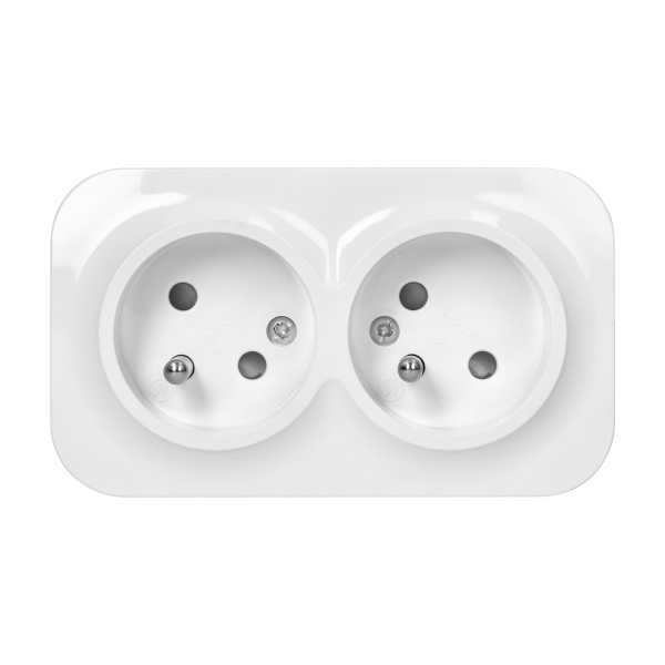 ToDo Double socket 2x2P+E, 16A/230VAC, IP20, White ToDo Double socket 2x2P+E, 16A/230VAC, IP20, White