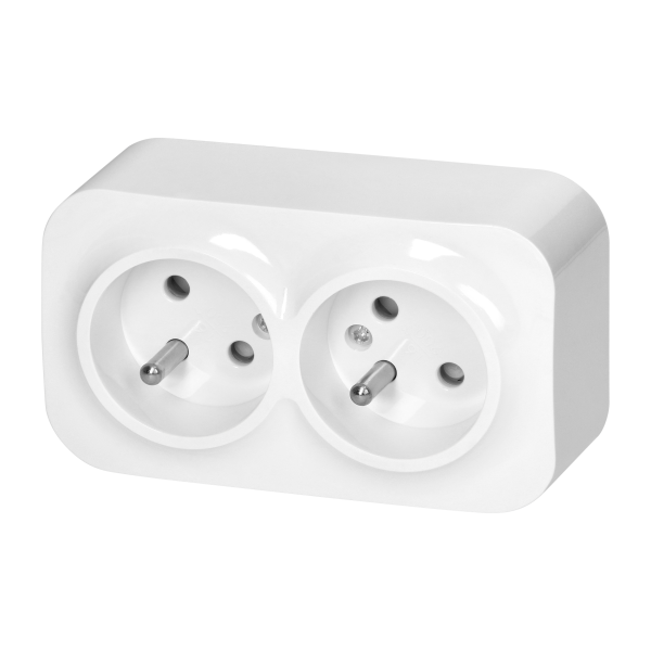ToDo Double socket 2x2P+E, 16A/230VAC, IP20, White ToDo Double socket 2x2P+E, 16A/230VAC, IP20, White