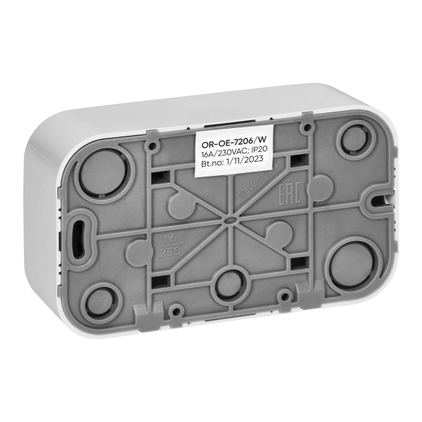 ToDo Gniazdo podwójne 2x2P+Z, 16A/230VAC, IP20, Białe