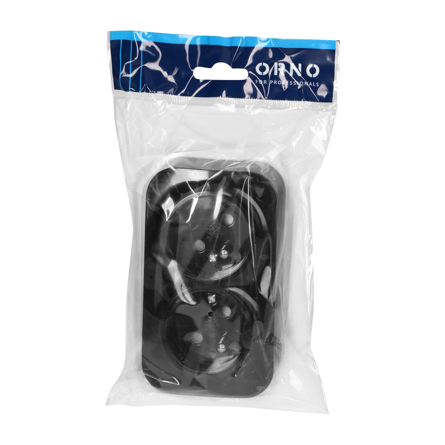 ToDo Double socket 2x2P+E, 16A/230VAC, IP20, Black