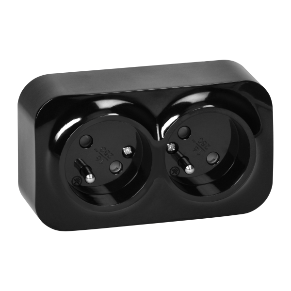 ToDo Double socket 2x2P+E, 16A/230VAC, IP20, Black, 10 pcs. ToDo Double socket 2x2P+E, 16A/230VAC, IP20, Black, 10 pcs.