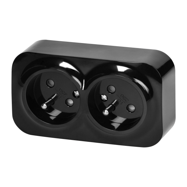 ToDo Double socket 2x2P+E, 16A/230VAC, IP20, Black, 10 pcs. ToDo Double socket 2x2P+E, 16A/230VAC, IP20, Black, 10 pcs.