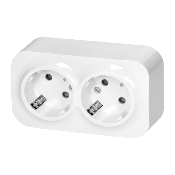 ToDo Gniazdo podwójne 2x2P+Z, 16A/230VAC, IP20,Schuko,Białe