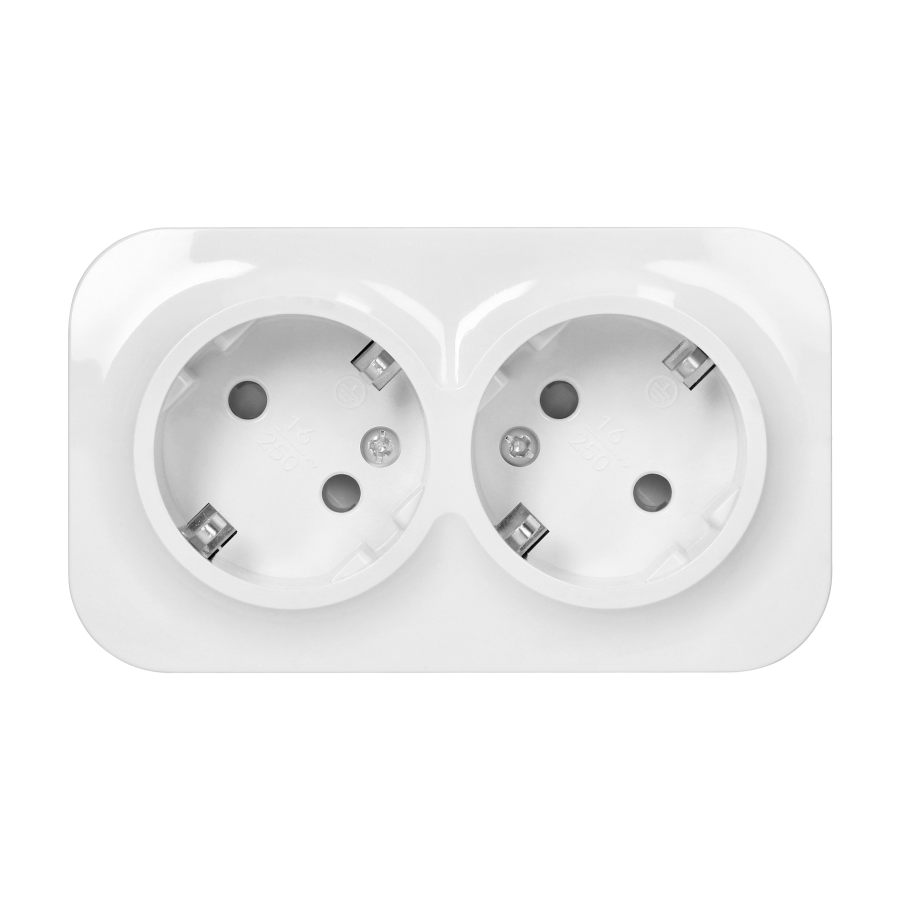 ToDo Gniazdo podwójne 2x2P+Z, 16A/230VAC, IP20,Schuko,Białe 10 sztuk