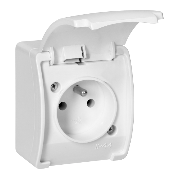 Single socket 2P+E AQUATIC IP44 white Single socket 2P+E AQUATIC IP44 white