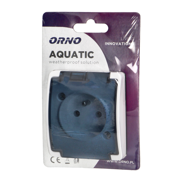 Gniazdo pojedyncze 2P+Z AQUATIC, IP44, białe dymione