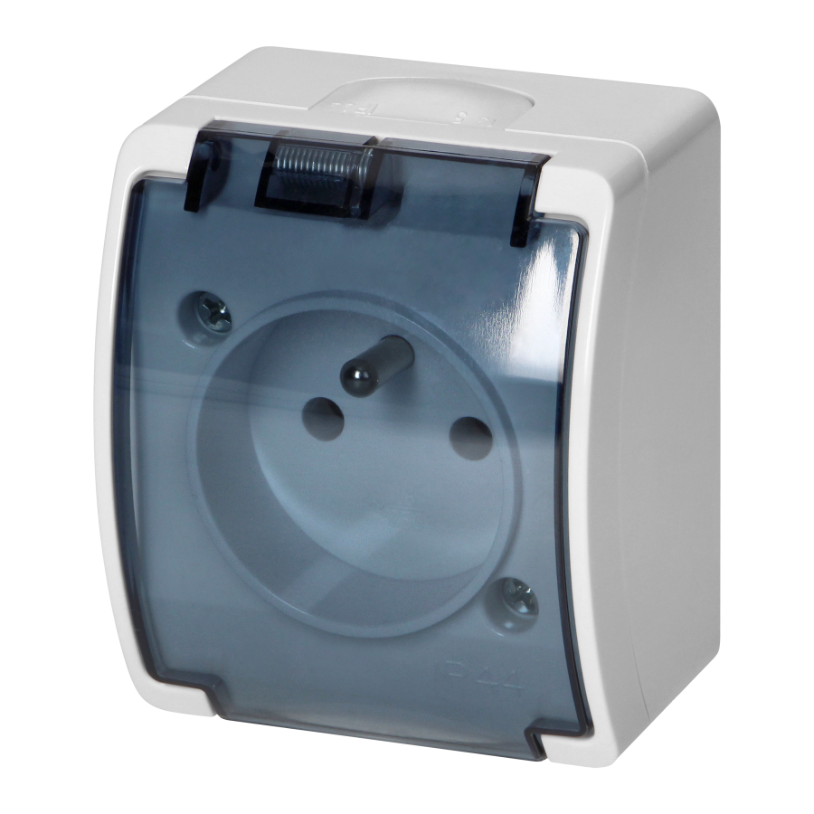 Single socket 2P+E AQUATIC IP44 white+smoky cove