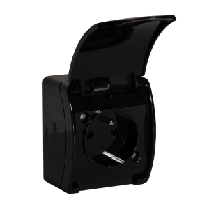 Single socket 2P+E AQUATIC IP44 black, 10 pcs