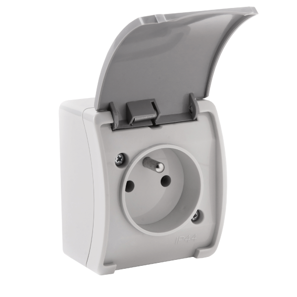 Single socket 2P+E AQUATIC IP44 grey-graphite, 10 pcs Single socket 2P+E AQUATIC IP44 grey-graphite, 10 pcs