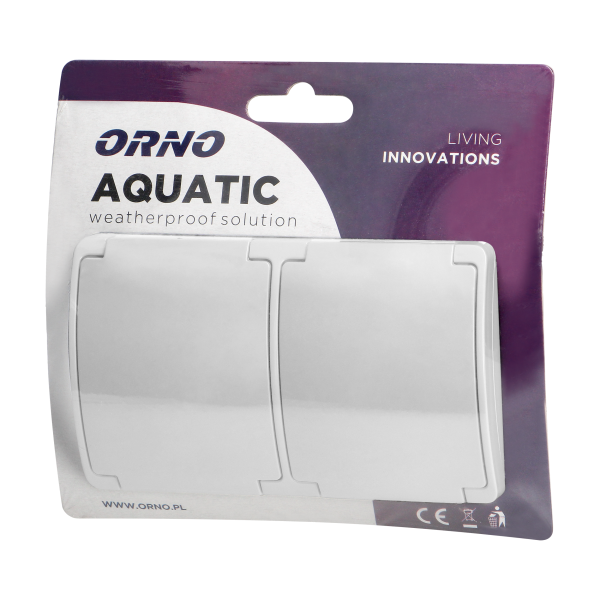 Gniazdo podwójne 2x2P+Z AQUATIC, IP44, białe