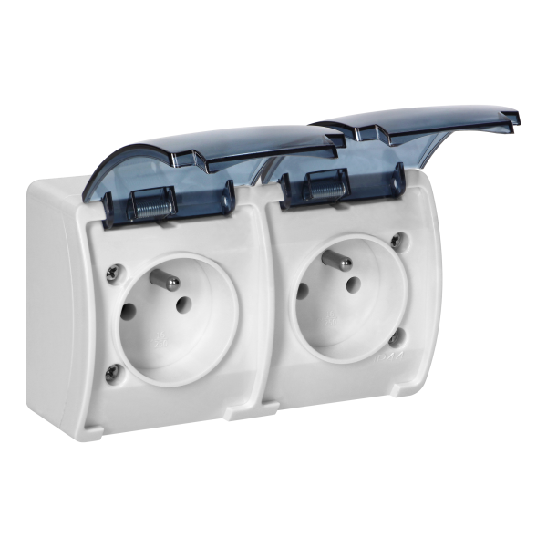 Double socket 2x2P+E AQUATIC IP44 white+smoky cover Double socket 2x2P+E AQUATIC IP44 white+smoky cover