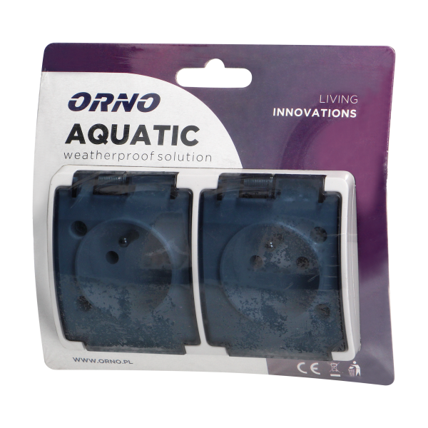 Double socket 2x2P+E AQUATIC IP44 white+smoky cover Double socket 2x2P+E AQUATIC IP44 white+smoky cover