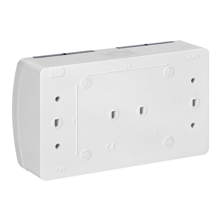 Double socket 2x2P+E AQUATIC IP44 white+smoky cover