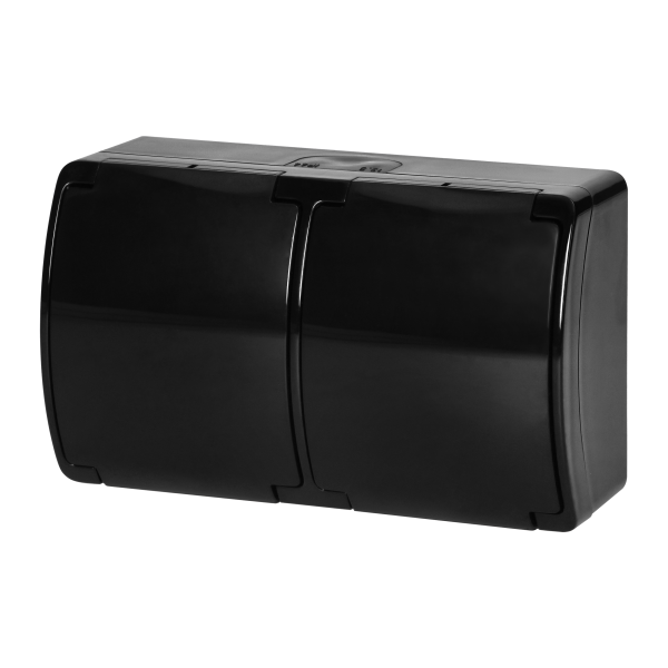 Double socket 2x2P+E AQUATIC IP44 black Double socket 2x2P+E AQUATIC IP44 black
