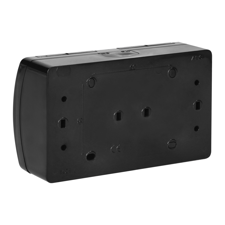 Double socket 2x2P+E AQUATIC IP44 black