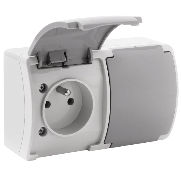 Double socket 2x2P+E AQUATIC IP44 grey-graphite, 10 pcs Double socket 2x2P+E AQUATIC IP44 grey-graphite, 10 pcs