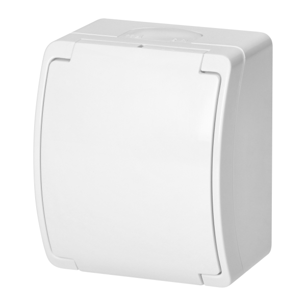 Gniazdo pojedyncze 2P+Z Schuko AQUATIC, IP44, białe