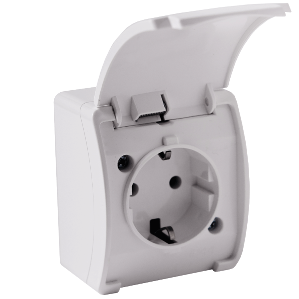 Single socket 2P+E Schuko AQUATIC IP44 white, 10 pcs. Single socket 2P+E Schuko AQUATIC IP44 white, 10 pcs.