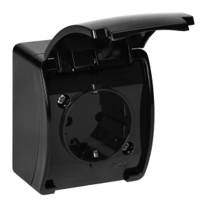 Single socket 2P+E Schuko AQUATIC IP44 black