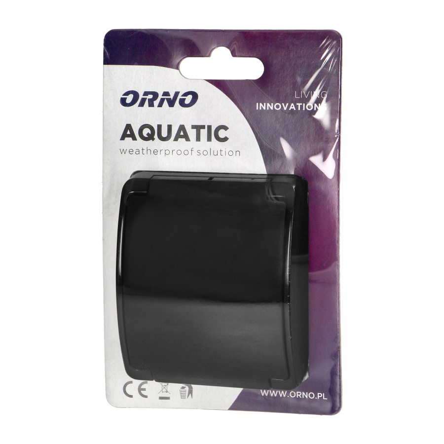 Gniazdo pojedyncze 2P+Z Schuko AQUATIC, IP44, czarne