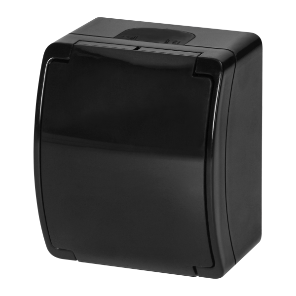 Single socket 2P+E Schuko AQUATIC IP44 black Single socket 2P+E Schuko AQUATIC IP44 black