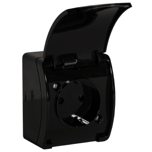 Double socket 2x2P+E AQUATIC IP44 black, 10 pcs.