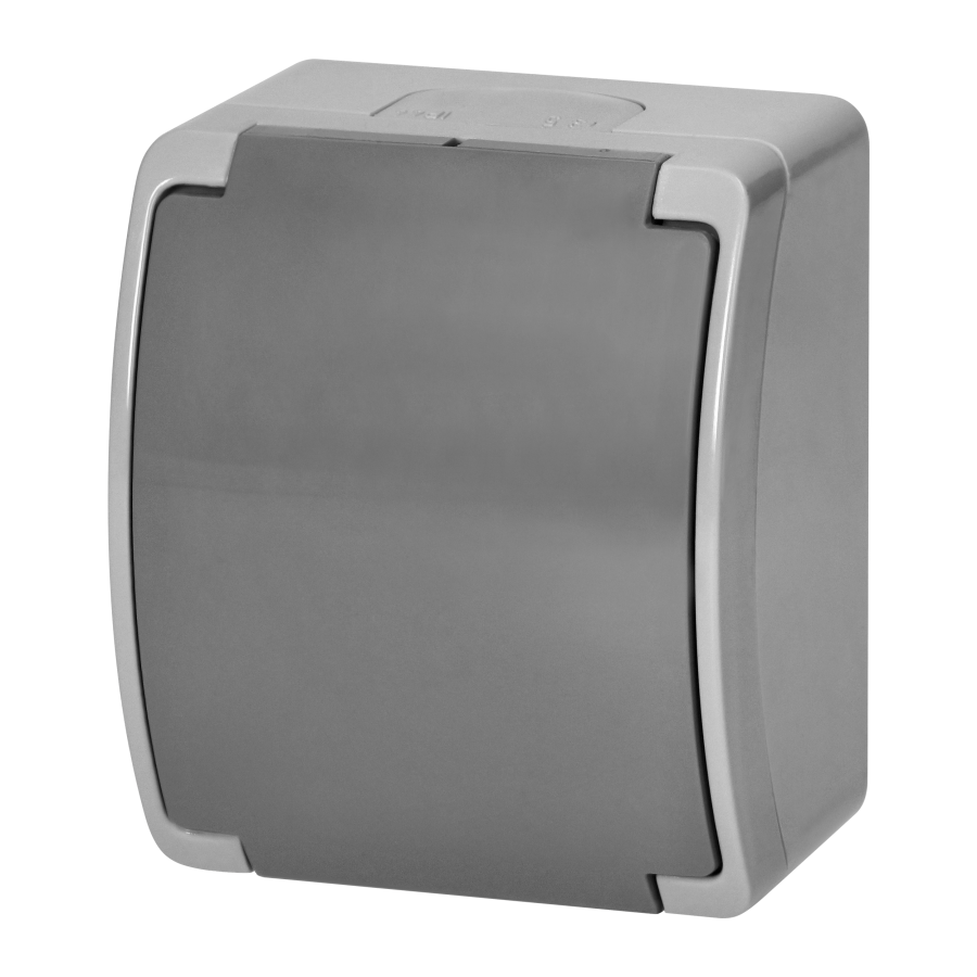 Gniazdo pojedyncze 2P+Z Schuko AQUATIC, IP44, szaro-grafitowe