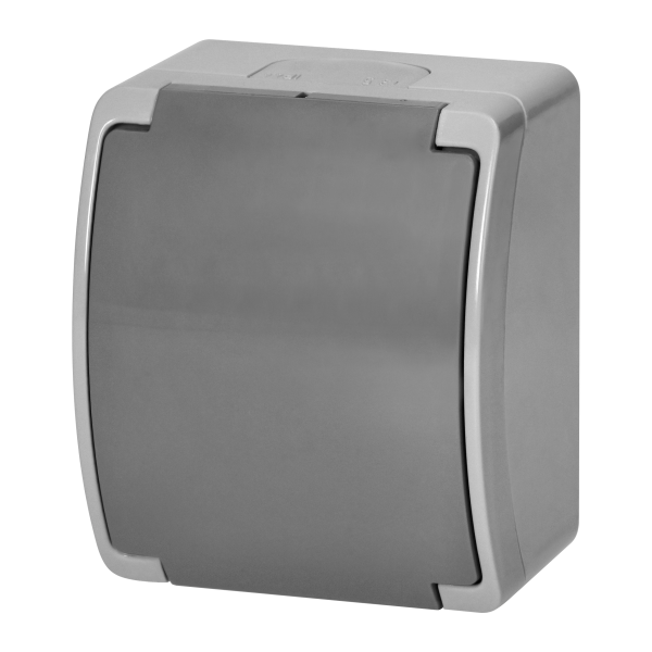 Gniazdo pojedyncze 2P+Z Schuko AQUATIC, IP44, szaro-grafitowe