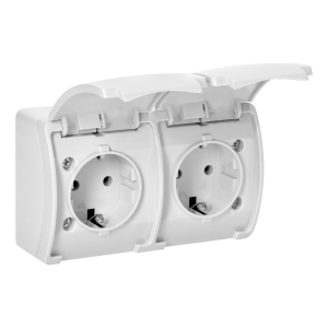 Gniazdo podwójne 2x2P+Z Schuko AQUATIC, IP44, biały