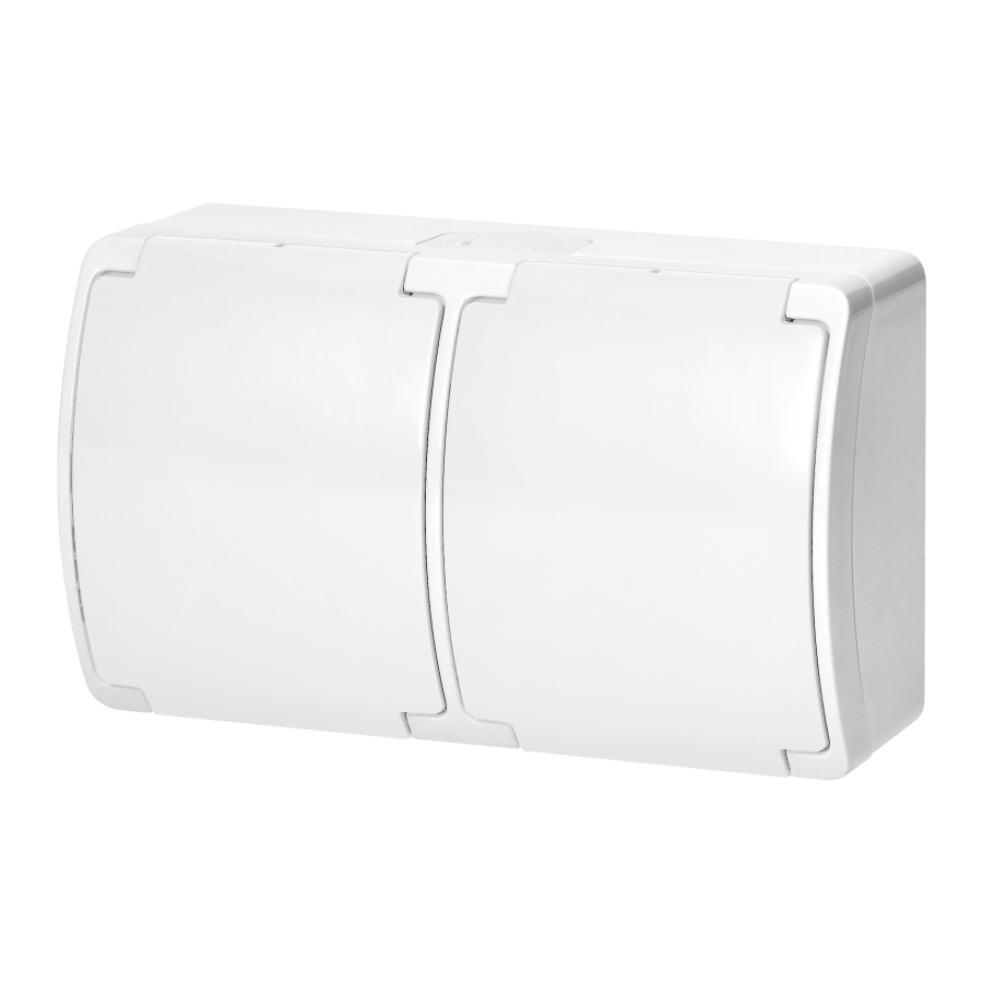 Double socket 2x2P+E Schuko AQUATIC IP44 white