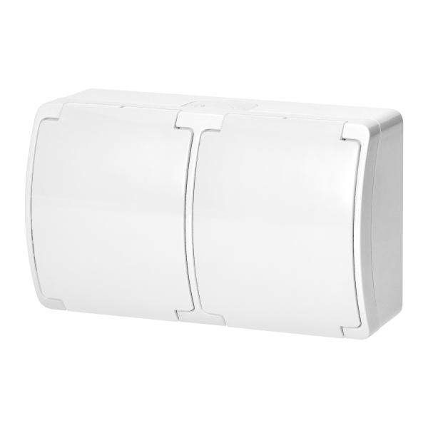Double socket 2x2P+E Schuko AQUATIC IP44 white