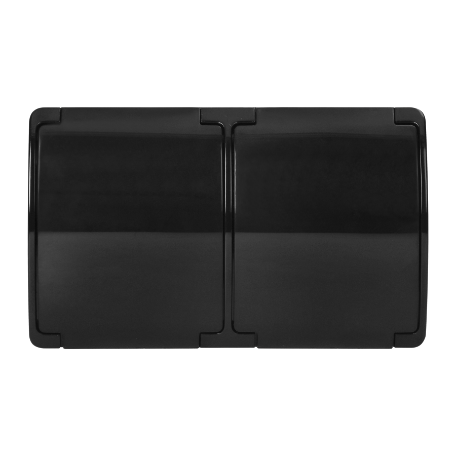 Double socket 2x2P+E Schuko AQUATIC IP44 black