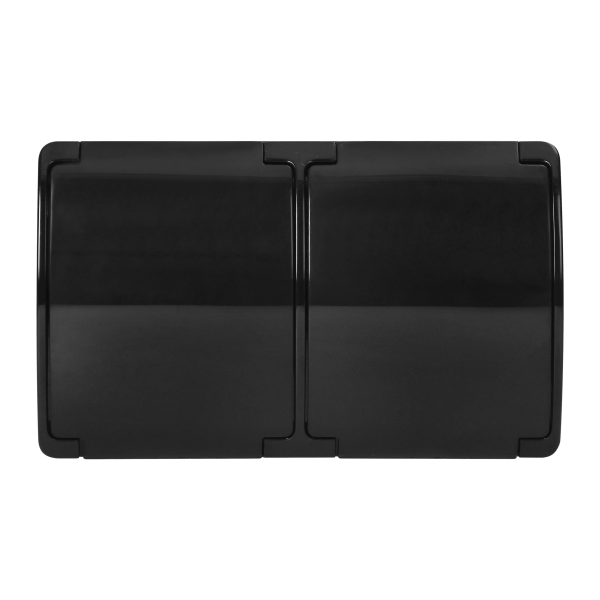 Double socket 2x2P+E Schuko AQUATIC IP44 black Double socket 2x2P+E Schuko AQUATIC IP44 black