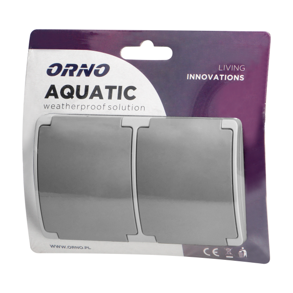 Double socket 2x2P+E Schuko AQUATIC IP44 grey Double socket 2x2P+E Schuko AQUATIC IP44 grey