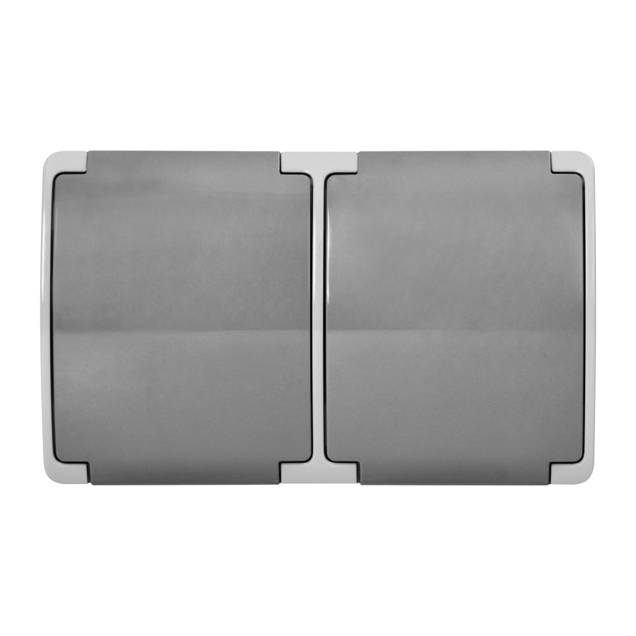 Double socket 2x2P+E Schuko AQUATIC IP44 grey