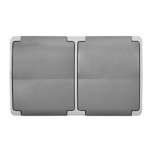 Double socket 2x2P+E Schuko AQUATIC IP44 grey Double socket 2x2P+E Schuko AQUATIC IP44 grey