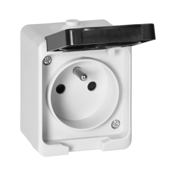 AQUATIC MINI IP54 Single socket 2P+E, white/black AQUATIC MINI IP54 Single socket 2P+E, white/black