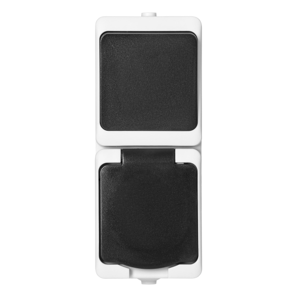 AQUATIC MINI IP54 Switch + Socket 2P+E, white/black AQUATIC MINI IP54 Switch + Socket 2P+E, white/black