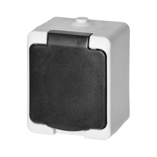 AQUATIC MINI IP54 Single socket 2P+E (Schuko), white/black AQUATIC MINI IP54 Single socket 2P+E (Schuko), white/black