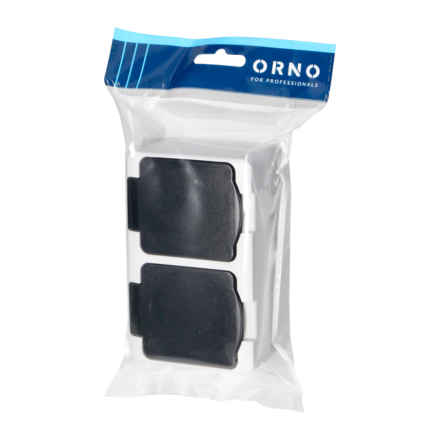 AQUATIC MINI IP54 Double socket 2x2P+E (Schuko), white/black