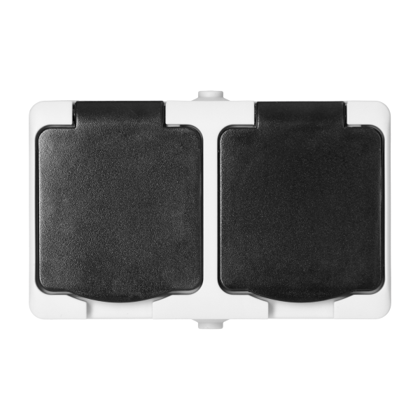 Gniazdo podwójne 2X2P+Z Schuko AQUATIC MINI IP 54 biało-czarne