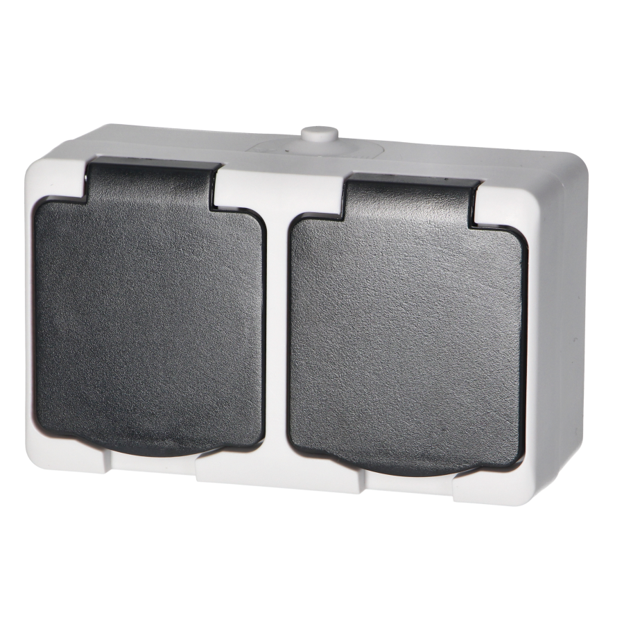 Gniazdo podwójne 2X2P+Z Schuko AQUATIC MINI IP 54 biało-czarne