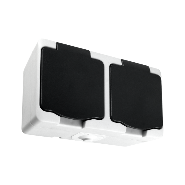 Gniazdo podwójne 2x2P+Z Schuko AQUATIC MINI IP 54 Biało-Czarne, 5 sztuk Gniazdo podwójne 2x2P+Z Schuko AQUATIC MINI IP 54 Biało-Czarne, 5 sztuk