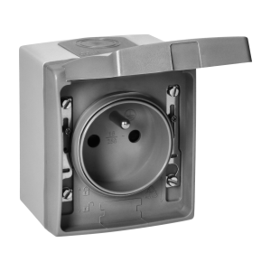 Gniazdo pojedyńcze 2P+Z  AQUATIC PRO IP 55 szaro-grafitowe