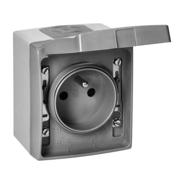 AQUATIC PRO IP 55 Single socket 2P+E, grey/graphite