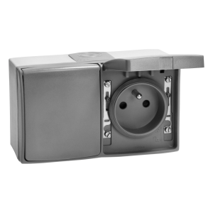 AQUATIC PRO IP 55 Double socket 2x2P+E, grey/graphite